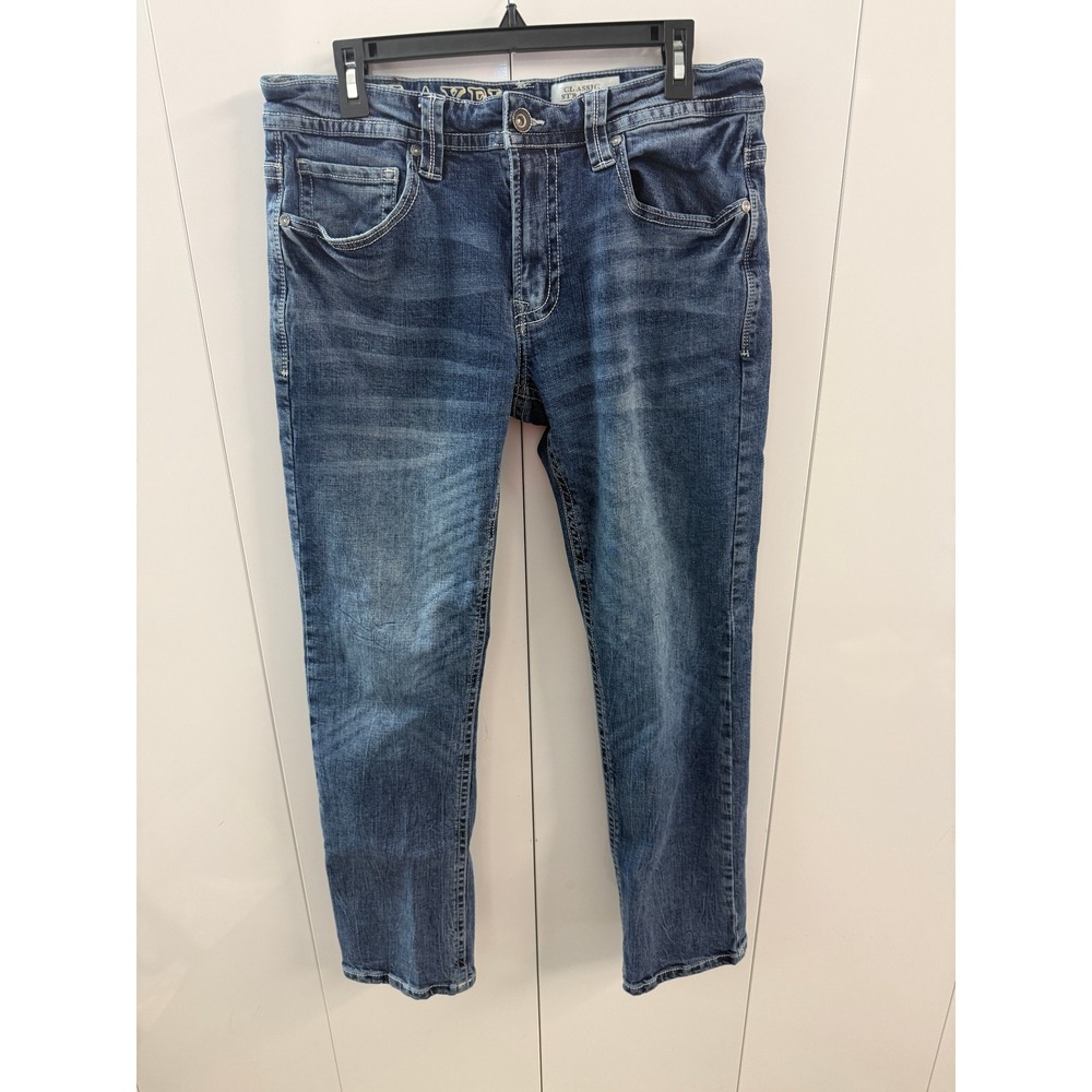 TK Axel Mens Classic Straight Leg Jeans Blue Medium Wash 32x32‎ Embroidered X